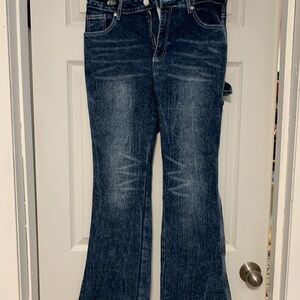 Stylish Dark Blue Flare Women's Jeans